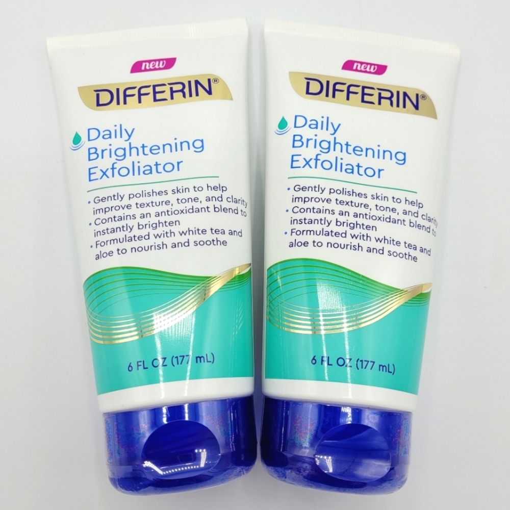Differin Face Scrub Daily Brightening Exfoliator for Acne Prone Skin (2 Pack)